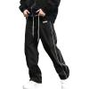 imageVerdusa Mens Track Pants Straight Leg Acitve Streetwear Elastic Waist Parachute Pants with PocketsBlack