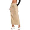 imageVerdusa Womens Casual Elastic Waist Pocket Side Long Cargo Skirt