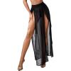 imageVerdusa Womens Chiffon Beach Swimsuit Cover Up Split Thigh Bikini Maxi SkirtBlack