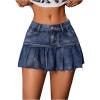 imageVerdusa Womens Denim Skirt Button Up High Waist A Line Mini Pleated Jean SkirtDark Wash