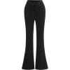 imageVerdusa Womens Drawstring Drop Waist Knot Ruched Flare Leg Knit Extra Long SweatpantsBlack