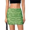 imageVerdusa Womens Floral Mesh Overlay Elastic Waist Bodycon Mini SkirtMarble Green