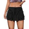 imageVerdusa Womens Pocket Front Pleated Mini Skirt Casual High Waist A Line Cargo SkirtBlack