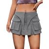imageVerdusa Womens Pocket Front Pleated Mini Skirt Casual High Waist A Line Cargo SkirtGrey