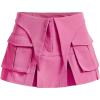 imageVerdusa Womens Pocket Front Pleated Mini Skirt Casual High Waist A Line Cargo SkirtHot Pink