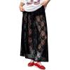 imageVerdusa Womens See Through Lace Skirts Elastic High Waist Sheer A Line Long SkirtBlack