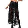 imageVerdusa Womens See Through Lace Skirts Elastic High Waist Sheer A Line Long SkirtDark Black