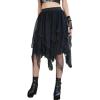 imageVerdusa Womens Y2k Goth Contrast Mesh Asymmetrical Hem Midi SkirtLace Black