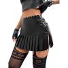 imageVerdusa Womens Zip Up Buckle Studded High Waist PU Leather Pleated Skirt