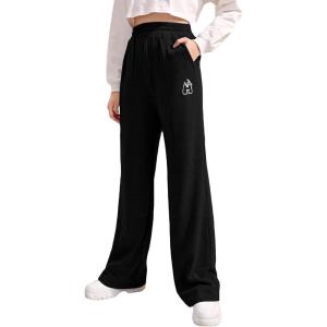 imageVerdusa Girls Causal Elastic Waist Sweatpants Straight Leg Joggers with PocketsBlack
