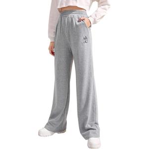 imageVerdusa Girls Causal Elastic Waist Sweatpants Straight Leg Joggers with PocketsLight Grey