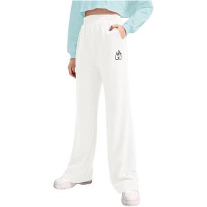 imageVerdusa Girls Causal Elastic Waist Sweatpants Straight Leg Joggers with PocketsWhite