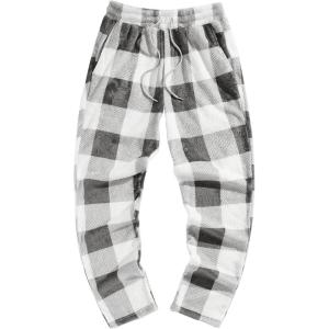 imageVerdusa Mens Flannel Buffalo Plaid Pajama Pants Fuzzy Pj Pants with PocketsGrey
