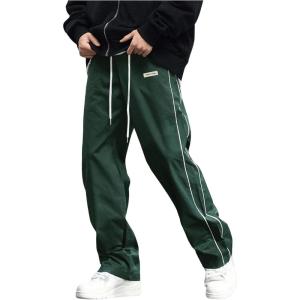 imageVerdusa Mens Track Pants Straight Leg Acitve Streetwear Elastic Waist Parachute Pants with PocketsDark Green