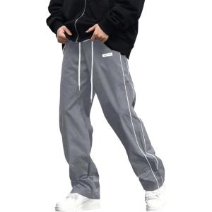 imageVerdusa Mens Track Pants Straight Leg Acitve Streetwear Elastic Waist Parachute Pants with PocketsGrey