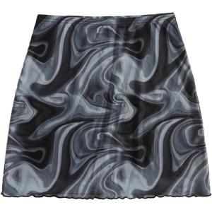 imageVerdusa Womens Floral Mesh Overlay Elastic Waist Bodycon Mini SkirtBlack and Grey