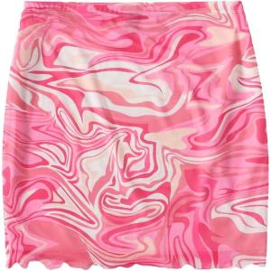 imageVerdusa Womens Floral Mesh Overlay Elastic Waist Bodycon Mini SkirtHot Pink