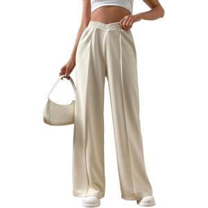 imageVerdusa Womens High Waist Wide Leg Baggy Sweatpants Jogger Workout TrousersBeige