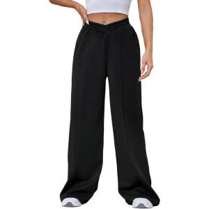 imageVerdusa Womens High Waist Wide Leg Baggy Sweatpants Jogger Workout TrousersBlack