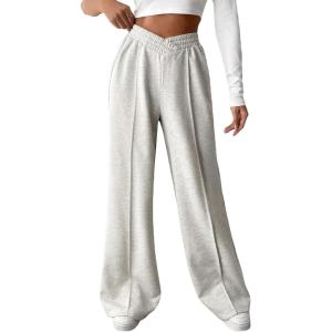 imageVerdusa Womens High Waist Wide Leg Baggy Sweatpants Jogger Workout TrousersLight Grey
