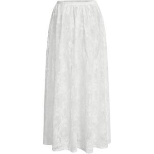 imageVerdusa Womens See Through Lace Skirts Elastic High Waist Sheer A Line Long SkirtWhite