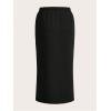 imageVerdusa Womens Drawstring Elastic Waist Slit Hem Midi Skirt with PocketsBlack