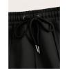 imageVerdusa Womens Drawstring Elastic Waist Slit Hem Midi Skirt with PocketsBlack