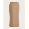 imageVerdusa Womens Drawstring Elastic Waist Slit Hem Midi Skirt with PocketsBrown