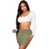imageVerdusa Womens Drawstring Paperbag Waist Short Bodycon Cargo Skirt with PocketArmy Green