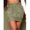 imageVerdusa Womens Drawstring Paperbag Waist Short Bodycon Cargo Skirt with PocketArmy Green