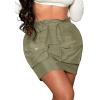 imageVerdusa Womens Drawstring Paperbag Waist Short Bodycon Cargo Skirt with PocketArmy Green
