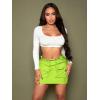 imageVerdusa Womens Drawstring Paperbag Waist Short Bodycon Cargo Skirt with PocketLime Green