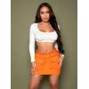 imageVerdusa Womens Drawstring Paperbag Waist Short Bodycon Cargo Skirt with PocketOrange