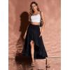 imageVerdusa Womens Elastic Waist Asymmetrical High Low Flared Maxi SkirtBlack