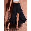 imageVerdusa Womens Elastic Waist Asymmetrical High Low Flared Maxi SkirtBlack