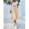 imageVerdusa Womens Elastic Waist Pocket Side A Line Midi Swing Flared SkirtApricot
