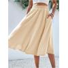 imageVerdusa Womens Elastic Waist Pocket Side A Line Midi Swing Flared SkirtApricot