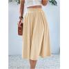 imageVerdusa Womens Elastic Waist Pocket Side A Line Midi Swing Flared SkirtApricot