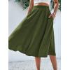 imageVerdusa Womens Elastic Waist Pocket Side A Line Midi Swing Flared SkirtArmy Green