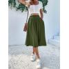 imageVerdusa Womens Elastic Waist Pocket Side A Line Midi Swing Flared SkirtArmy Green