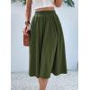 imageVerdusa Womens Elastic Waist Pocket Side A Line Midi Swing Flared SkirtArmy Green