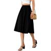 imageVerdusa Womens Elastic Waist Pocket Side A Line Midi Swing Flared SkirtBlack