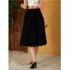 imageVerdusa Womens Elastic Waist Pocket Side A Line Midi Swing Flared SkirtBlack