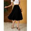 imageVerdusa Womens Elastic Waist Pocket Side A Line Midi Swing Flared SkirtBlack