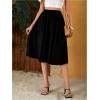 imageVerdusa Womens Elastic Waist Pocket Side A Line Midi Swing Flared SkirtBlack