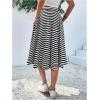 imageVerdusa Womens Elastic Waist Pocket Side A Line Midi Swing Flared SkirtBlack and White