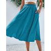 imageVerdusa Womens Elastic Waist Pocket Side A Line Midi Swing Flared SkirtBlue
