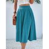 imageVerdusa Womens Elastic Waist Pocket Side A Line Midi Swing Flared SkirtBlue