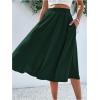 imageVerdusa Womens Elastic Waist Pocket Side A Line Midi Swing Flared SkirtDark Green