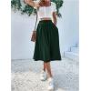 imageVerdusa Womens Elastic Waist Pocket Side A Line Midi Swing Flared SkirtDark Green